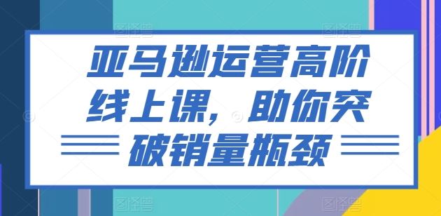 亚马逊运营高阶线上课，助你突破销量瓶颈-网创空间