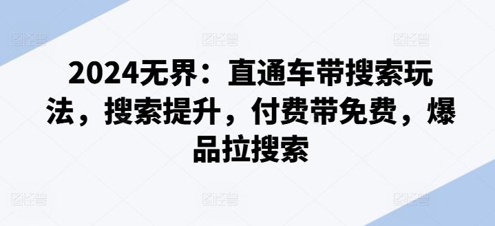 2024无界：直通车带搜索玩法，搜索提升，付费带免费，爆品拉搜索-网创空间