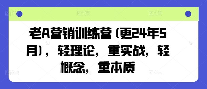 老A营销训练营(更24年6月)，轻理论，重实战，轻概念，重本质-网创空间