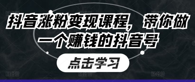 抖音涨粉变现课程，带你做一个赚钱的抖音号-网创空间