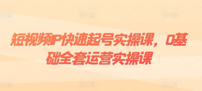 短视频IP快速起号实操课，0基础全套运营实操课，爆款内容设计+粉丝运营+内容变现-网创空间