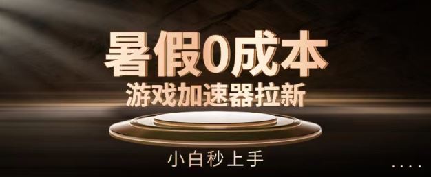 暑假0成本游戏加速器拉新，小白秒上手，无需投资【揭秘】-网创空间