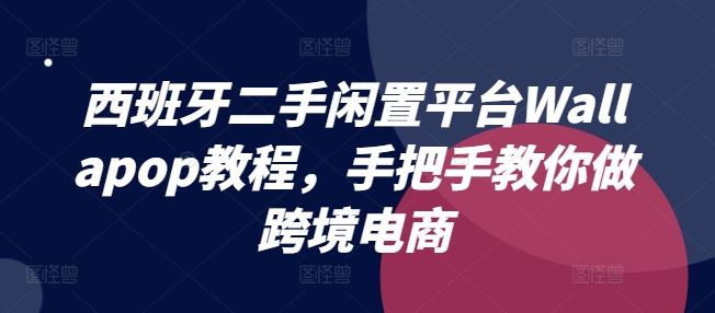 西班牙二手闲置平台Wallapop教程，手把手教你做跨境电商-网创空间
