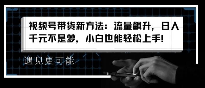 视频号带货新方法：流量飙升，日入千元不是梦，小白也能轻松上手【揭秘】-网创空间