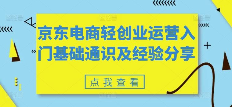 京东电商轻创业运营入门基础通识及经验分享-网创空间
