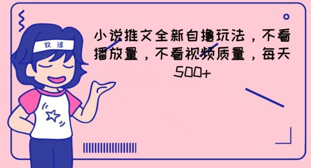 小说推文全新自撸玩法，不看播放量，不看视频质量，每天500+【揭秘】-网创空间