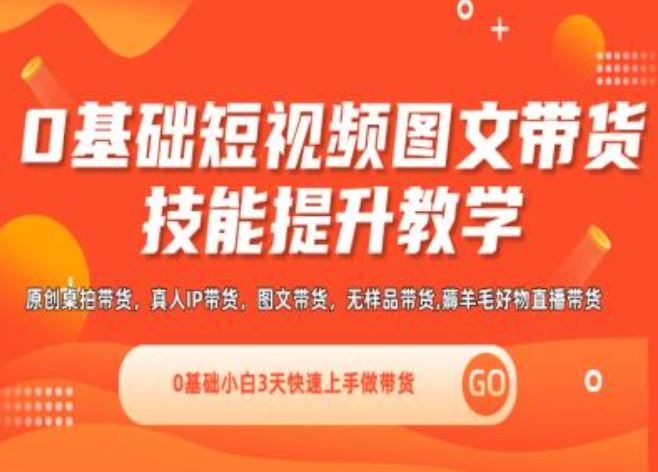 0基础短视频图文带货实操技能提升教学(直播课+视频课),0基础小白3天快速上手做带货-网创空间