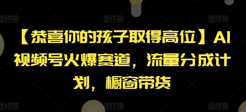 【恭喜你的孩子取得高位】AI视频号火爆赛道，流量分成计划，橱窗带货【揭秘】-网创空间
