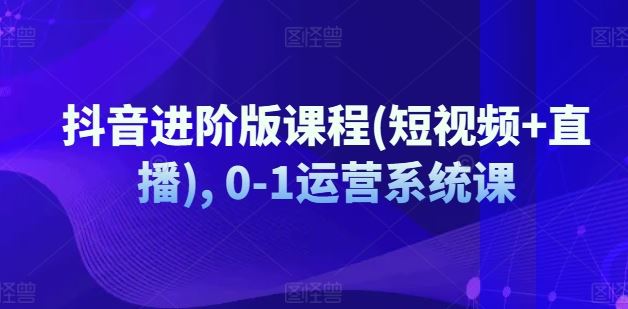 抖音进阶版课程(短视频+直播), 0-1运营系统课-网创空间