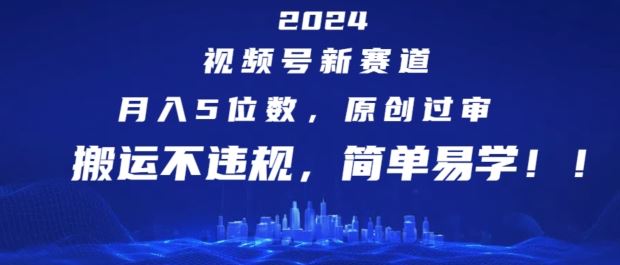 2024视频号新赛道，月入5位数+，原创过审，搬运不违规，简单易学【揭秘】-网创空间