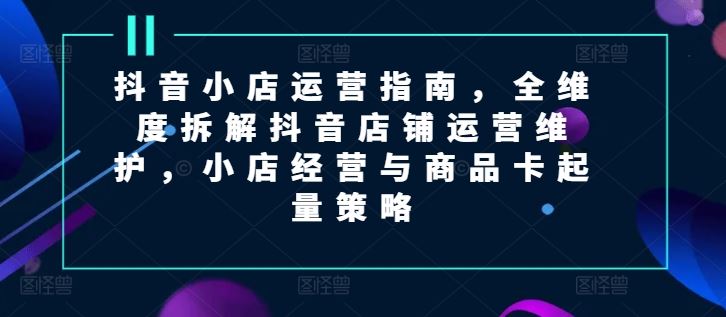 抖音小店运营指南，全维度拆解抖音店铺运营维护，小店经营与商品卡起量策略-网创空间