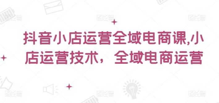 抖音小店运营全域电商课，​小店运营技术，全域电商运营-网创空间
