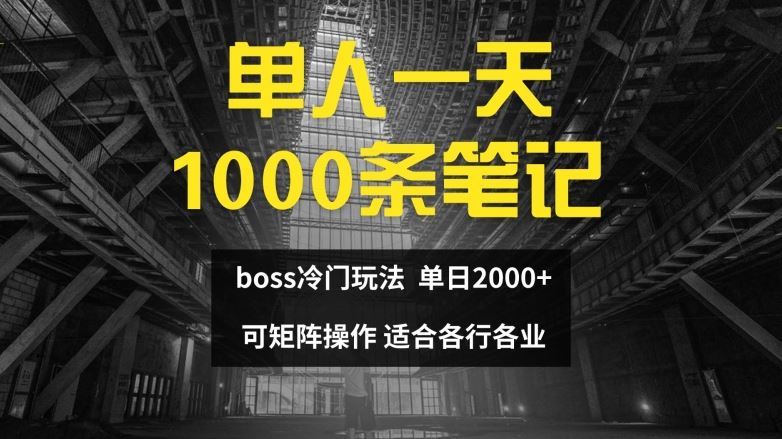 单人一天1000条笔记，日入2000+，BOSS直聘的正确玩法【揭秘】-网创空间