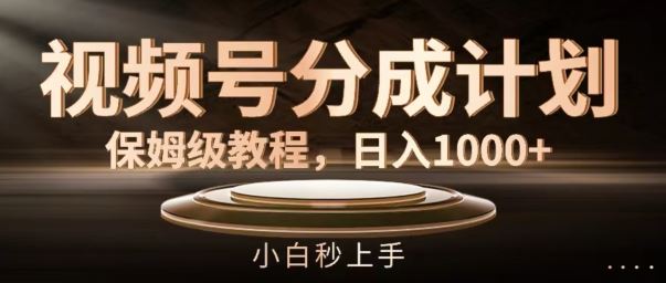 视频号分成计划保姆级教程，日入1K，小白秒上手【揭秘】-网创空间