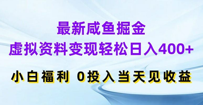 最新咸鱼掘金，虚拟资料变现，轻松日入400+，小白福利，0投入当天见收益【揭秘】-网创空间