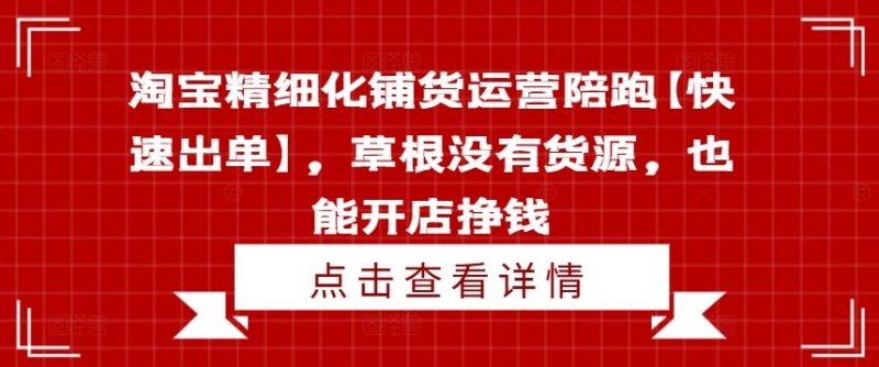 淘宝精细化铺货运营陪跑【快速出单】，草根没有货源，也能开店挣钱-网创空间