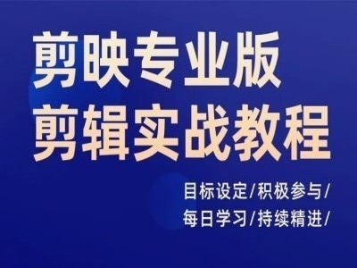 剪映专业版剪辑实战教程，目标设定/积极参与/每日学习/持续精进-网创空间