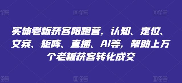 实体老板获客陪跑营，认知、定位、文案、矩阵、直播、AI等，帮助上万个老板获客转化成交-网创空间