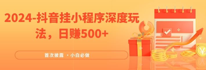 2024全网首次披露，抖音挂小程序深度玩法，日赚500+，简单、稳定，带渠道收入，小白必做【揭秘】-网创空间