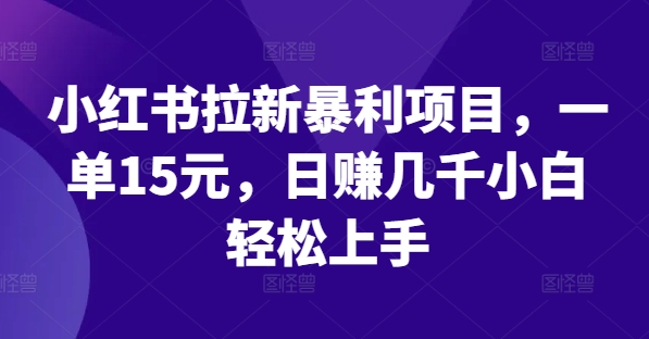 小红书拉新暴利项目，一单15元，日赚几千小白轻松上手-网创空间