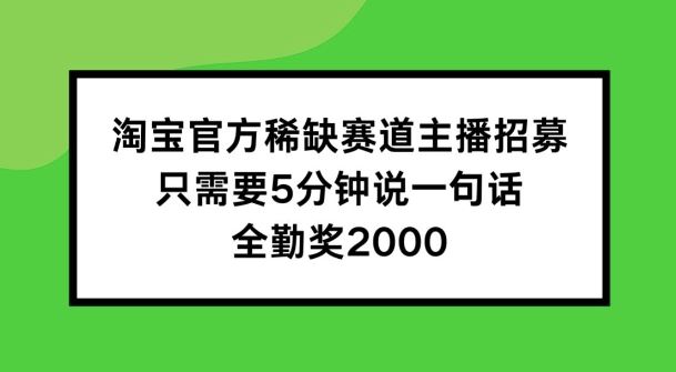 淘宝官方稀缺赛道主播招募 ，只需要5分钟说一句话， 全勤奖2000【揭秘】-网创空间