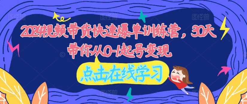 2024视频带货快速爆单训练营，30天带你从0-1起号变现-网创空间