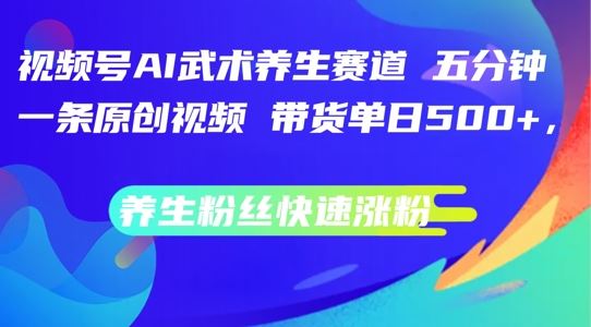 视频号AI武术养生赛道，五分钟一条原创视频，带货单日几张，养生粉丝快速涨粉【揭秘】-网创空间