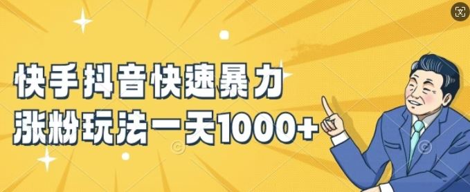 快手抖音快速暴力涨粉玩法，新手小白也能学会，一天1k+【揭秘】-网创空间