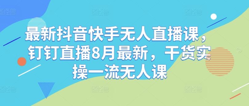 最新抖音快手无人直播课，钉钉直播8月最新，干货实操一流无人课-网创空间