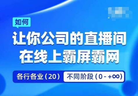 企业矩阵直播霸屏实操课，让你公司的直播间在线上霸屏霸网-网创空间