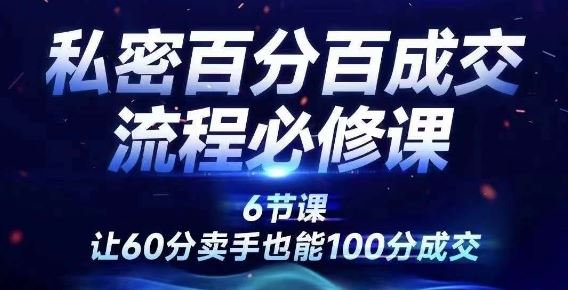 私密百分百成交流程线上训练营，绝对成交，让60分卖手也能100分成交-网创空间