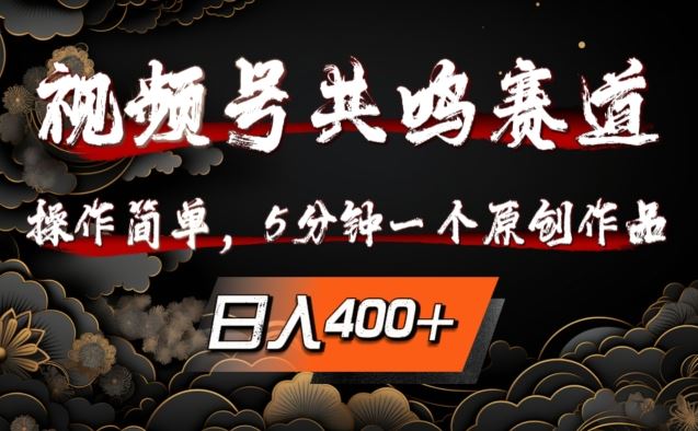 视频号共鸣赛道，操作简单，5分钟1个原创作品，日入几张【揭秘】-网创空间