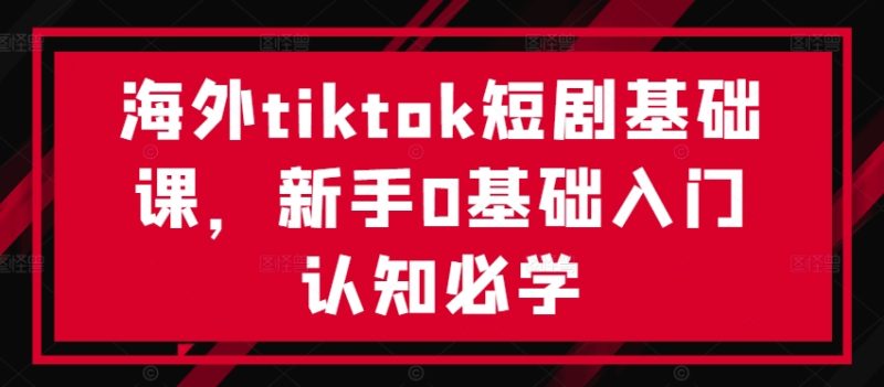 海外tiktok短剧基础课，新手0基础入门认知必学-网创空间