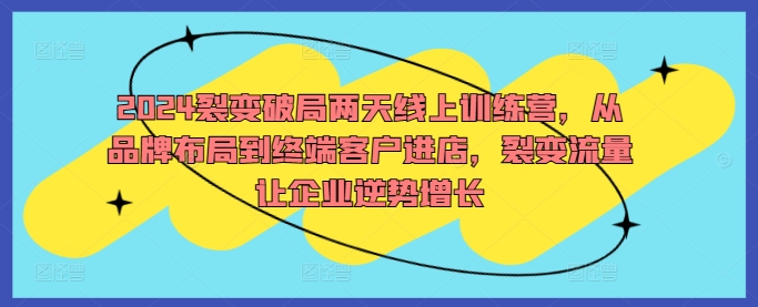 2024裂变破局两天线上训练营，从品牌布局到终端客户进店，裂变流量让企业逆势增长-网创空间