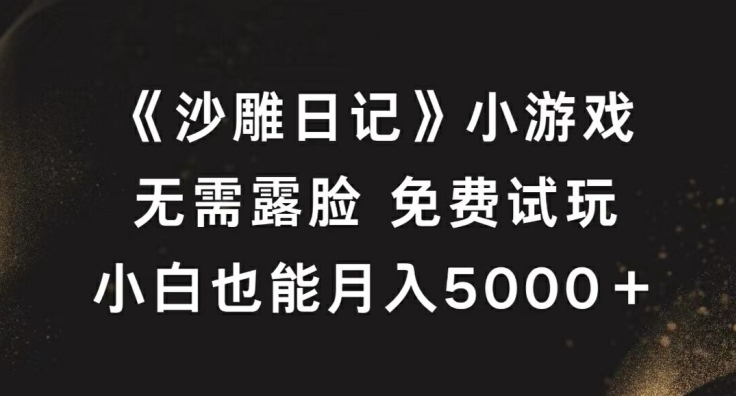 《沙雕日记》小游戏,无需露脸免费试玩,小白也能月入5000+【揭秘】-网创空间