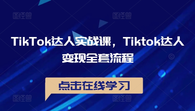 TikTok达人实战课，Tiktok达人变现全套流程-网创空间