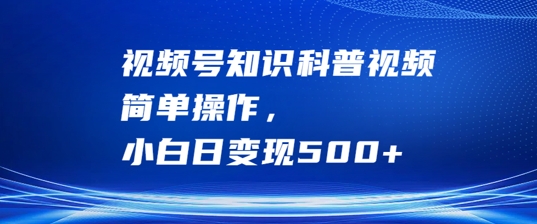 视频号知识科普视频，简单操作，小白日变现500+【揭秘】-网创空间