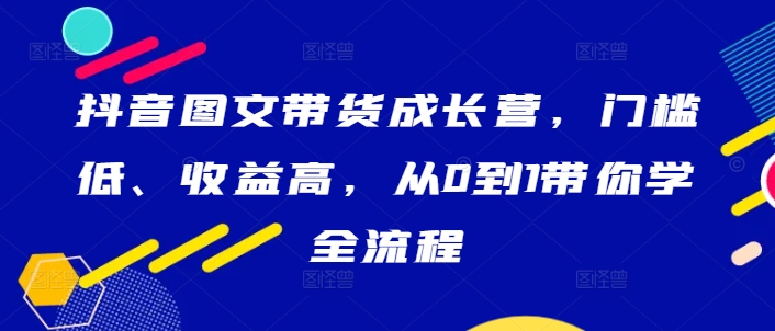 抖音图文带货成长营，门槛低、收益高，从0到1带你学全流程-网创空间