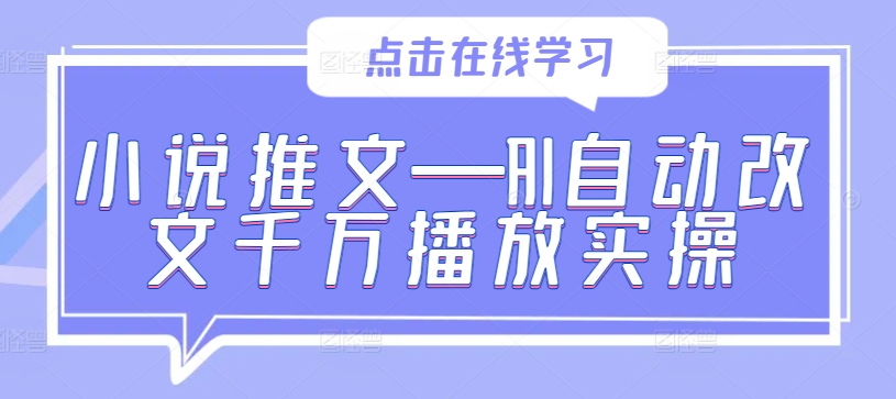 小说推文—AI自动改文千万播放实操-网创空间
