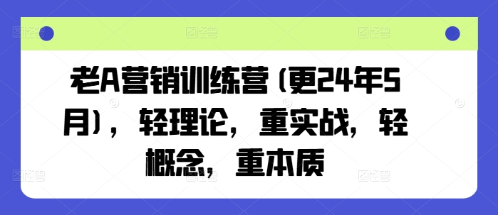 老A营销训练营(更24年9月)，轻理论，重实战，轻概念，重本质-网创空间