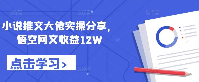 小说推文大佬实操分享，悟空网文收益12W-网创空间
