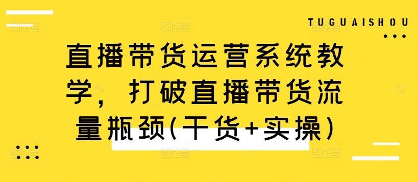 直播带货运营系统教学，打破直播带货流量瓶颈(干货+实操)-网创空间