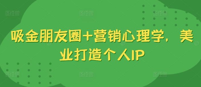 吸金朋友圈+营销心理学，美业打造个人IP-网创空间