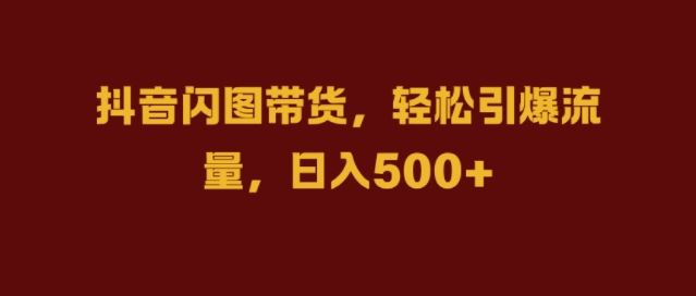 抖音闪图带货，轻松引爆流量，日入几张【揭秘】-网创空间