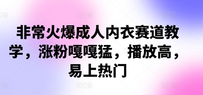 非常火爆成人内衣赛道教学，​涨粉嘎嘎猛，播放高，易上热门-网创空间