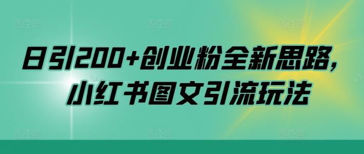日引200+创业粉全新思路，小红书图文引流玩法【揭秘】-网创空间