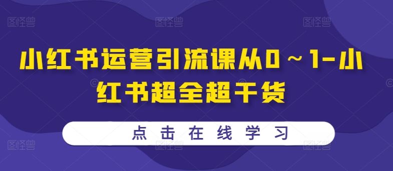 小红书运营引流课从0～1-小红书超全超干货-网创空间
