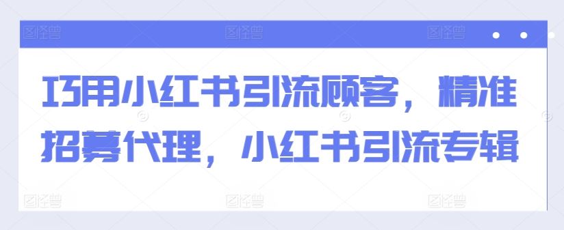 巧用小红书引流顾客，精准招募代理，小红书引流专辑-网创空间