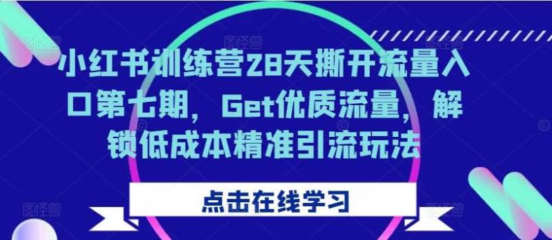 小红书训练营28天撕开流量入口第七期，Get优质流量，解锁低成本精准引流玩法-网创空间