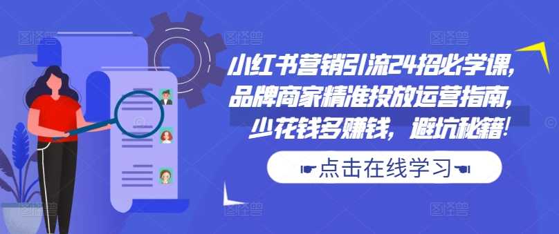 小红书营销引流24招必学课，品牌商家精准投放运营指南，少花钱多赚钱，避坑秘籍!-网创空间